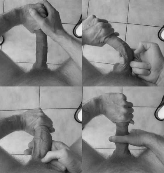 Flexion of the penis to increase the size of the organ